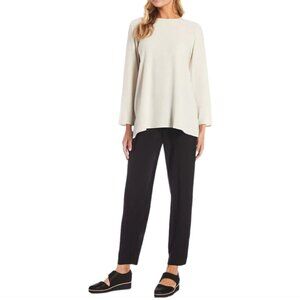 EILEEN FISHER Women's EUC Pull-On Stretch Silk Ponte Pants Black | Size PL